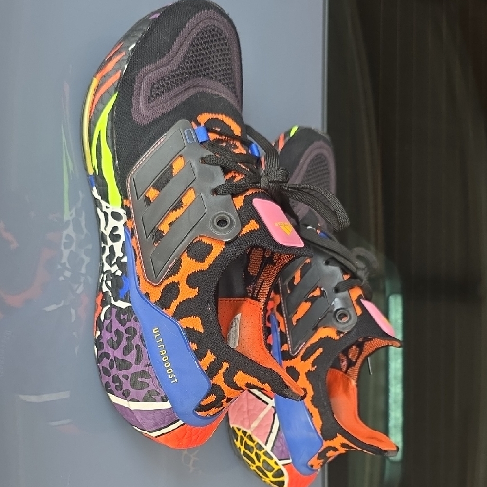 Adidas Rich Mnisi Womens Wild Print Sneakers - Black, Orange, Blue